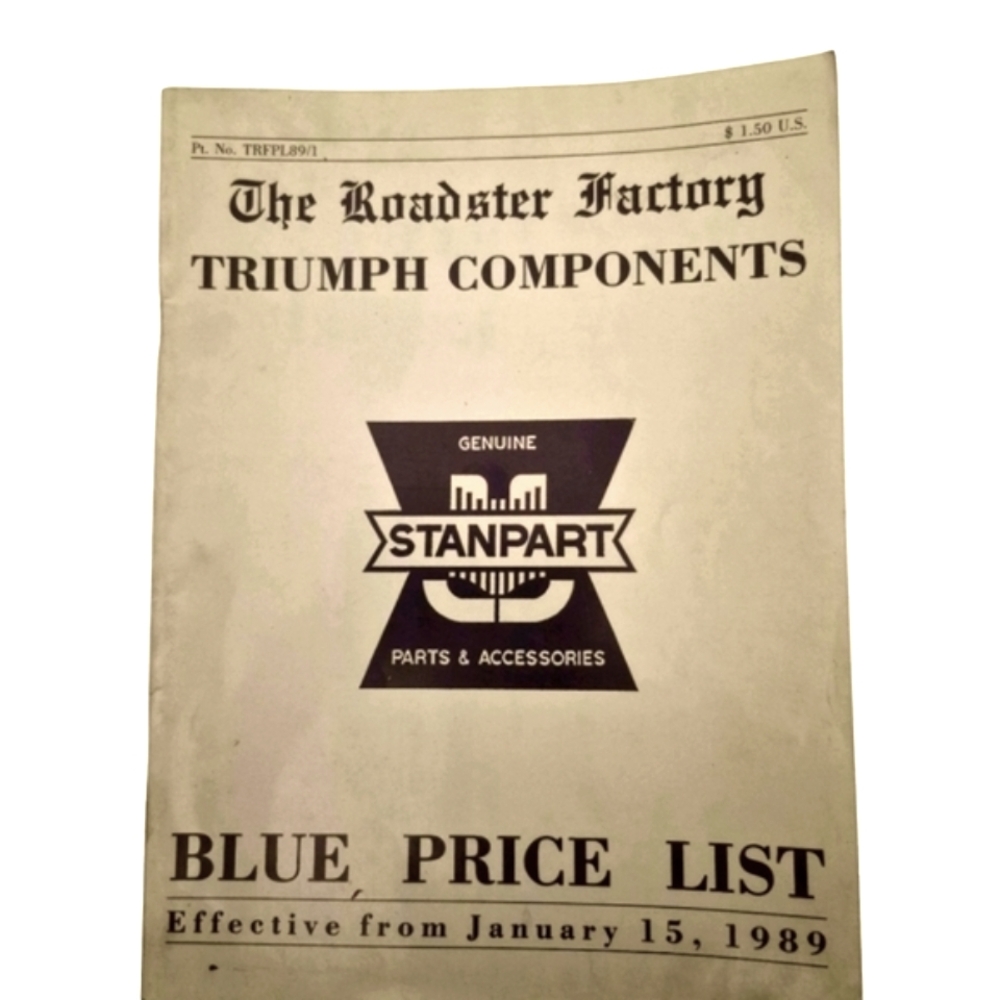 The Roadster Factory Triumph Blue Price list 1989 Genuine Stanpart Accessories